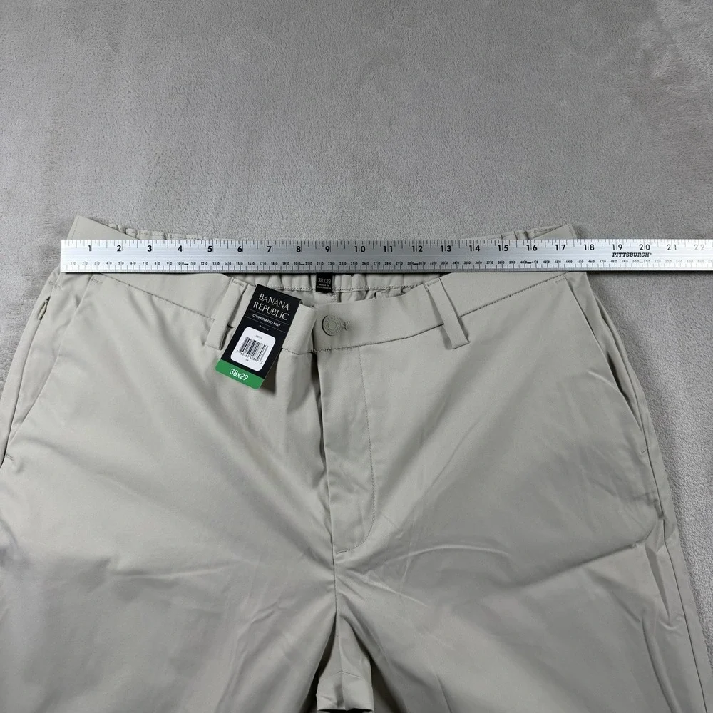 Banana Republic Mens Commuter Flex Pants Tan 38x29 Stretch Slim Fit Work